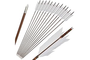 limaity 33 Inch Bamboo Arrows Traditional Handmade Bamboo Arrows Hunting Arrows Archery Target Practice Bamboo Arrows with 4" Turkey Feather for Recurve Bow Traditional Longbow