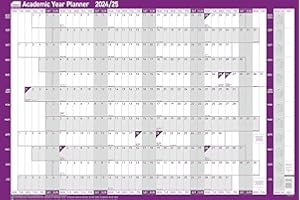 Sasco 2024-2025 Academic Year Wall Planner, August to July School & University Wall Planner Set, Paper Large Whiteboard Poster Style Dry Erase Calendar, Purple, 915x610mm, 2410227