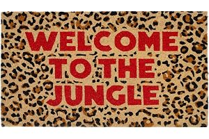 Fisura – Dörrmatta ingång “The jungle” av kokos med halkfri PVC-baksida. Handmålad leopardinspirerad inomhusmatta. Rolig dörr
