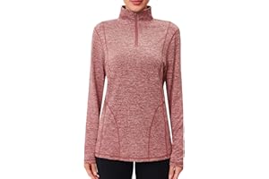 Terecey Camiseta Deporte Mujer Manga Larga Top Deportivo con 1/4 Cremallera Camiseta Termica Running Camisetas Basica Mujer Fitness Gym