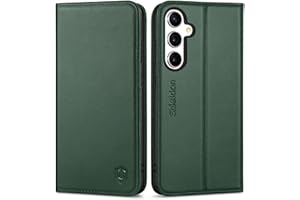 SHIELDON Custodia per Galaxy S23 FE 5G 6,4", Cover Vera Pelle Antiurto Portafoglio con [Slot Schede][Cavalletto][Blocco RFID] Flip Caso Magnetico Compatibile con Galaxy S23FE (2023) - Verde Notte