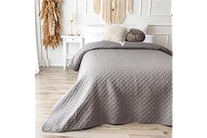 ‎CALMYHOME CalmyHOME Tagesdecke 220x240 Grau Bettüberwurf Bett Überwurf Sofaüberwurf Steppdecke Sofa Decke Überwurfdecke Tages Decken Betthusse XXL Überdecke Gesteppte gesteppt Quilt Bedspread