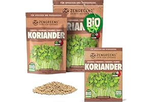 ZenGreens® - Bio Koriander Samen - Wähle zwischen 200g und 500g -Koriandersamen mit Keimrate von über 97% - Keimsprossen - Koriandersamen Saatgut Sprossen ziehen - wiederverschließbare Verpackung