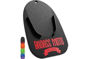 Badass Moto Motorcycle Kickstand Pad - Black - American Made in USA. Rugged, Durable w Color Choices - Kick Stand Coaster/Support Plate Helps Park Your Bike on Hot Pavement, Grass, Soft Ground