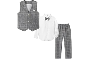 LOLANTA 4 pièces Ensemble Habillé Garçons, Enfants Cérémonie Gilet Chemise Pantalon et Nœud Papillon