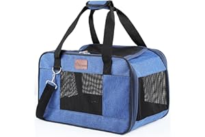 YITAHOME Transportín para Perros y Gatos, Transportín para Gatos, Transportín de Viaje para Perros y Gatos, Plegable y Transpirable en 5 Lados con Protección Inferior y Forro Lavable, Azul