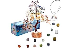 KACHVI Crystal Tree.Spiritual Meditation Crystal Gifts For Women. Crystals And Gemstones Tree.Home Office Décor. 300 beads.With14 Natural Tumbled Stone And Tree of Life.