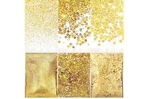 NVGVUP 150g Glitzerpulver zum Basteln, Gold Glitzerpulver Pailletten, Glitzer zum Weihnachten Basteln Kerzen, Glitzerpuder für Nägel Kunst Gesicht Makeup Kartenbasteln, 3 Größen