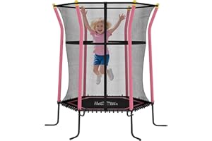 HOMCOM Trampolino Elastico per Bambini 3-10 Anni con Ingresso a Cerniera e Pali Imbottiti, Tappeto Elastico in Acciaio, PP e EPE, Ø163.5x163.5/190 cm