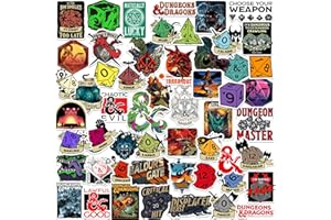COTTON SOUL Dungeons & Dragons 50ct Vinyl Large Deluxe Stickers Variety Pack - Laptop, Water Bottle, Scrapbooking, Tablet, Skateboard, Indoor/Outdoor