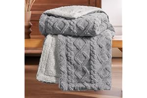 BEDSURE Kuscheldecke Decke Sofa Strickdecke - Wohndecken kuscheldecken 150x200, Sofadecke Doppelgesicht Extra Weich, Flauschig Wohnzimmer, Wolldecke Grau, Couchdecke Sofa überwurfdecke