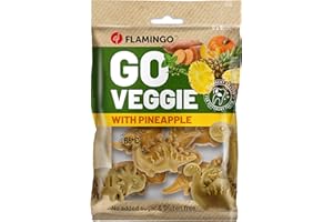 FLAMINGO Bastoncini per cani – Snack Veggie Dino con Ananas Giallo – 120g – senza glutine – naturale – divertente e salutare