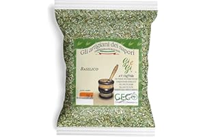 GECO GREEN ECOMMERCE Basilico a Foglie Essiccato al Sole - Busta da 50 gr | Gluten Free Vegan | Spezia Cruda e Naturale di Coltivazione Siciliana - Pianta Mediterranea - Spezie Italiana (Basilico Secco)
