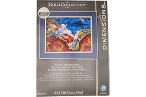 Dimensions Needlecrafts Counted X Stitch-Paseo de Medianoche de Papá Noel, Algodón, Azul Marino, 35.5 x 27.9 x 0.1 cm