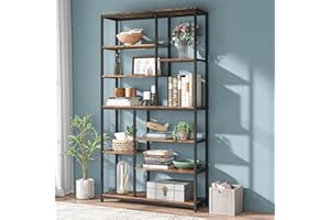 Tribesigns Libreria, Scaffale per Soggiorno, Moderno Libreria a giorno indipendente Portaoggetti da Terra con 9 ripiani, per Camera da letto, ufficio a casa, Marrone Rustico