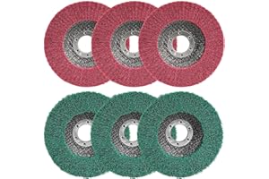 SI FANG 6Pcs 115mm Nylon Fiber Flap Disc Polishing Buffing Wheel, Assorted 180 & 320 Grit Non-Woven Sanding Grinding Wheel Set, 4.5'' x7/8'' Scouring Pad Angle Grinder Discs, Deburring & Rust Removal