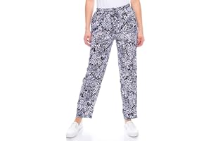 KENDINDZA COLLECTION Kendindza Pantalones de verano para mujer, largos, ligeros, estilo informal, con flores, de algodón