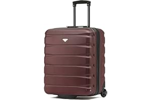 Flight Knight Lekkie twarde walizki ABS z 2 kołami zatwierdzone dla ponad 100 linii lotniczych, w tym British Airways, Ryanair i easyJet, Bordowy, 56x45x25cm, Bagaż podręczny