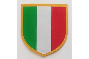 CENTRO RICAMI RICAMIFICIO INDUSTRIALE ITALIANO DAL 1989 Patch-Toppa Microricamata in HD/Jacquard (Alta Definizione) Scudetto Italia Termoadesiva, Micro Filo, Dimensioni : H 5,8 x L. cm. 6,5-Made in Italy