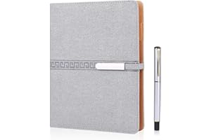 FOBOZONE Cuaderno de rayas A5, cuaderno de tapas duras recargable de 6 anillas con soporte para bolígrafo, 100 hojas, bloc de notas, agenda, material de oficina
