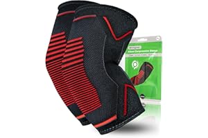 aZengear Codera de Compresión Epicondilitis (Par) para Hombre y Mujer, Manga de Compresión para Tendinitis, Artritis, Tenis, Golf, Gym (Negro con rojo, M)