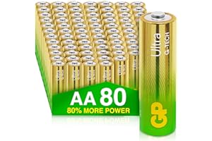 AA Batteries pack of 80 by GP AA Batteries Ultra Alkaline - 10 year shelf life, ideal for everyday hungry devices, long lasting power, anti-leakage technology | also known as LR06, MN1500, 15A, AM3