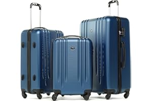 FERGÉ Kofferset mit Trolley Marseille Hartschale 3er Set - Handgepäck 55 cm, L und XL Reisekoffer 4 Rollen 100% ABS blau