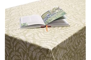 JOLEE TABLECLOTHS Jolee Fabrics Sage and White Ferns Wipe Clean Oilcloth Tablecloth - Table Protector For Any Table Size Or Shape - Hygienic, Waterproof, Durable (132cm x 220cm)