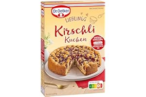 ‎DR. OETKER Dr. Oetker Kirschli Kuchen, 8 x 435 g, Backmischung für Rührkuchen mit Kirschen & Schokoladenflocken, fruchtig-schokoladiger Rührkuchen, gelingsicheres Backen