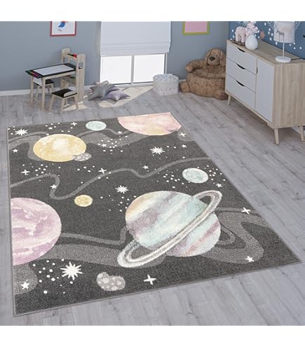Paco Home Tapis De Salon Tapis Poils Ras Aspect 3D Moderne Motif