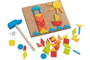 HABA - Jeu de Clous Couleurs en Folie - Jeux en Bois - Jeux de Construction - Formes géométriques - 302963