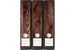 AUSGEWÄHLT VERPACKT Ordnerrücken Etiketten selbstklebend – 9 Aufkleber zum Beschriften – für Ordner A4 breit – Klebeetiketten als Rückenschilder für Ordner breit – opak: Untergrund scheint nicht durch - HOLZ