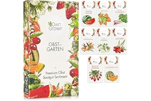 Obst Samen Set: Premium Garten Obst Saatgut mit 8 Sorten Obst Pflanzen für Garten und Balkon – Wassermelone Samen, Erdbeeren Samen, Andenbeere, Rhabarber uvm. – Obstsamen Geschenk Set von OwnGrown