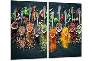 TMK ARTDEKO TMK - Placa protectora de vitrocerámica 30 x 52 cm 2 piezas cocina eléctrica universal para inducción protección contra salpicaduras tabla de cortar de vidrio templado como decoración, especias