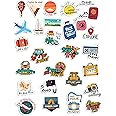 D2C Travel The World with These Vibrant and Durable Travel Scrapbook Stickers - Pack of 28 Glitter Finish Stickers for Laptop, Journal, Bike Helmet, Diary, Guitar, Mobile - Waterproof