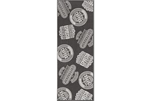 andiamo Küchenläufer Coffeeshop Kurzflor Läufer aus Polyamid Küchenteppich - Teppich Küche 67 x 120 cm anthrazit