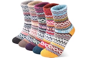 ElifeAcc 5 Pairs Thermal Women Socks Warm Thick Knitting Winter Wool Sock for Ladies