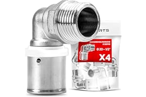 BOOPARTS – 4 Pièces – Coude Mâle à Sertir Ø20–1/2" (15/21) | Raccord Multicouche Contour TH | Raccord Plomberie Coudé Étanche pour Chauffage et Eau Sanitaire