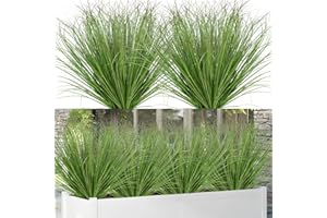 Betylifoy Outdoor Artificial Plants 12PCS Faux Plants Shrubs Fake Plant Artificial Wheat Grass Plant Artificial Greenery Stems for Indoor Outdoor Window Box Garden Decor, 20IN (12, Dark green)