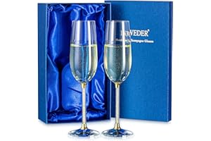 Inweder Coupe Champagne Cadeau Mariage - Lot de 2 Verres Flûte Champagne Cristal Or Personnalisés avec Coffret Cadeau Verre a Vin Mariage Anniversaire Fiançailles D'honneur Mariée Marié Cadeau