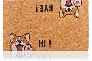 AMARU DOOR MATS Zerbino Hi-Bye Cane Fibra di Cocco - 70x40cm - Zerbino Ingresso Casa con Superficie Antiscivolo in PVC e Fibra Cocco - Per Corridoi,Porte Esterne-Accessori per la Casa-Design Minimalista Originale