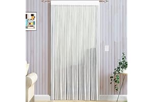 Taiyuhomes String Door Curtains Fly Screen Curtain For Window Decorations Living Room Doorways Crystal Plain Tassel (White, 90x200cm)