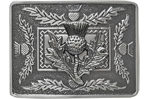 KILT MANIA Celtic Thistle Kilt Belt Buckle – Traditional Scottish Thistle Design, Highland Men’s Accessory, Crafted Pewter for Classic Kilt Attire