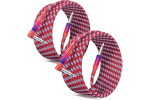 Elebase Gitarrenkabel 6,35mm TS 1M/3.3FT 2Stück,Angled 1/4" Instrumentaenkabel,Klinkenkabel 6,3 Gewinkelt Klinke Audio Kabel für Gitarre,E-Gitarre,Bass,Verstärker,AMP,Lautsprecher