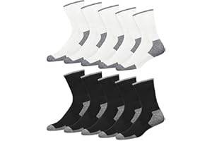 SOXCO 10 Paires de Chaussettes de Sport en Coton pour Homme – Chaussettes Hautes de Travail