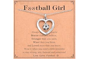 VOSAP Football Gifts for Girls, Football Necklace Heart Pendant Necklace Gifts for Girls, Sweet Christmas Birthday Graduation Presents for Daughter Granddaughter Sister Niece Friend