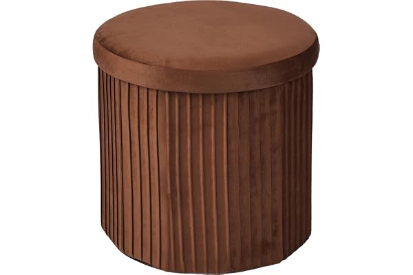 Relaxdays pall i sammet, pall med förvaringsutrymme, stoppad, mocha-mousse
