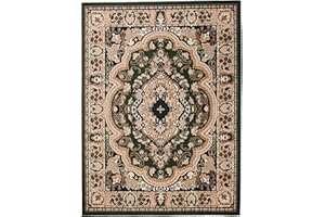 Carpeto Rugs Tappeto Salotto Orientale Persiano Pelo Corto - Tappeti Camera da Letto - Tappeti Salotto Grandi Dimensioni - Tappeti Soggiorno Persiani Originali - Verde - 80 x 150 cm