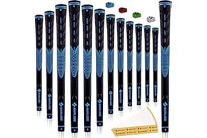 SAPLIZE Golfgriffe 13er-Set mit komplettem Regripping-Kit, Standard/Mittelklasse, Weiß/Grün/Rot/Blau, Golfschlägergriff