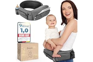 Bebelein® Baby Hüftsitz Tragegurt Baby Hüfttrage Tragesitz Baby leichter Taillen Hocker Hüftgurt Baby inkl. Geschenkbox und Verlängerungsgurt